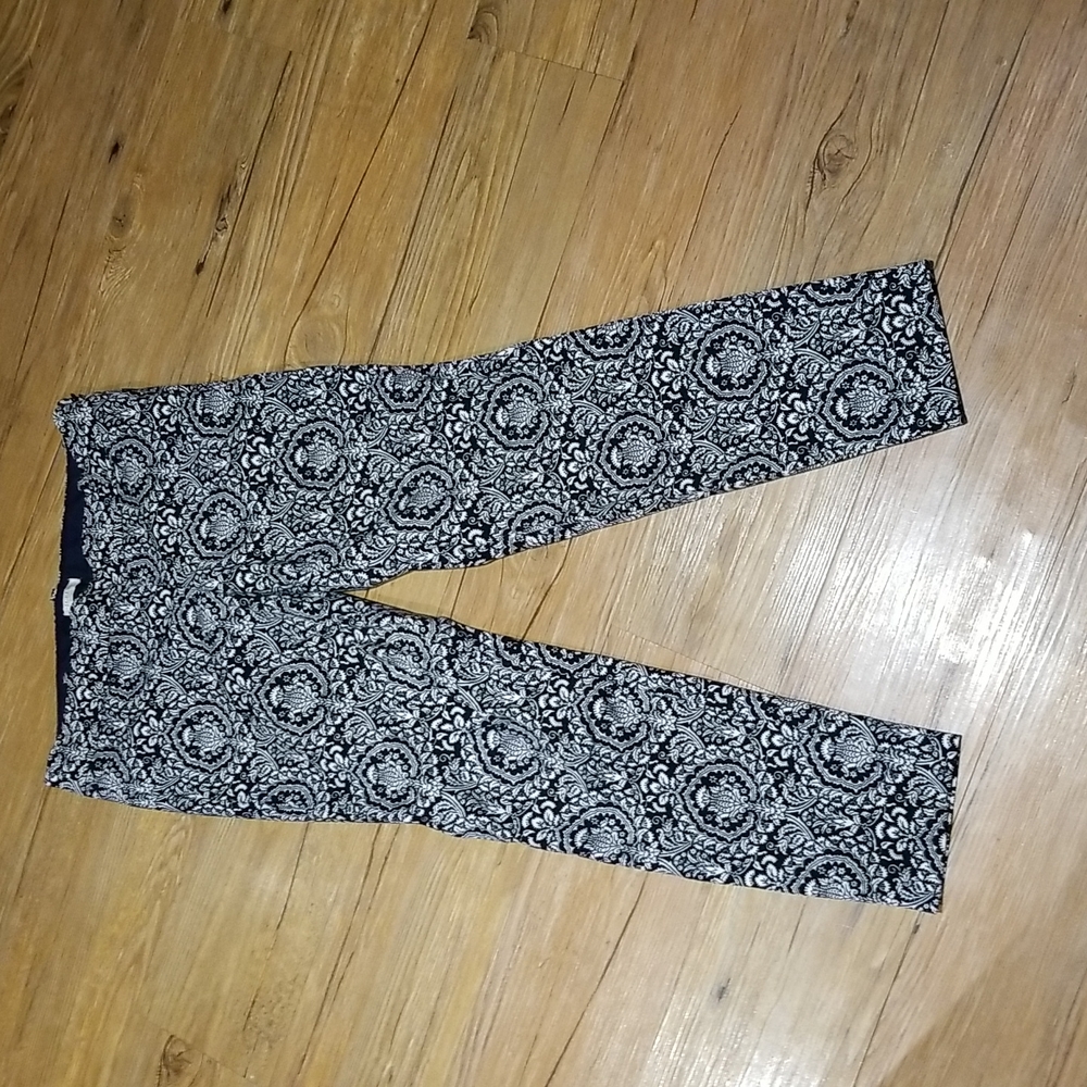 J Crew black/white print stretch pants like new sz 0